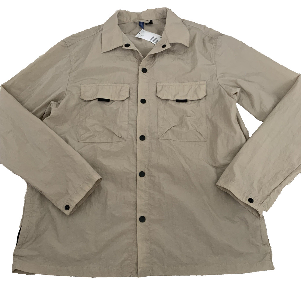 Divided H&M Windbreaker Jacket Womens Medium Khaki Crinkle Snap Lightweight NEW
